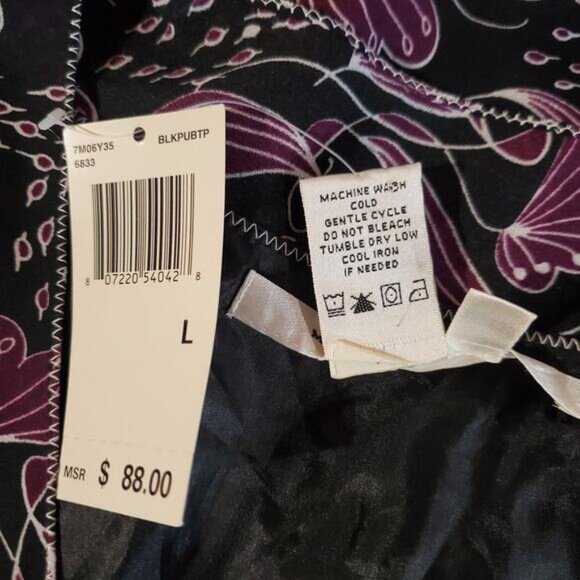 Vtg 90s Y2K NWT Max Studio Sheer Floral Babydoll Tie Top Size L Whimsigoth Fairy - Picture 9 of 11